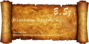 Bierbaum Szolón névjegykártya